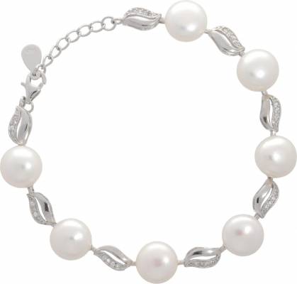 MOON Angelika - náramek z pravých bílých říčních perel BP000010