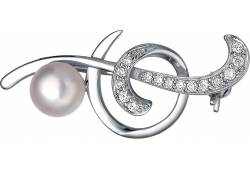 MOON Abell - stříbrná brož s pravou říční bílou perlou OP000003