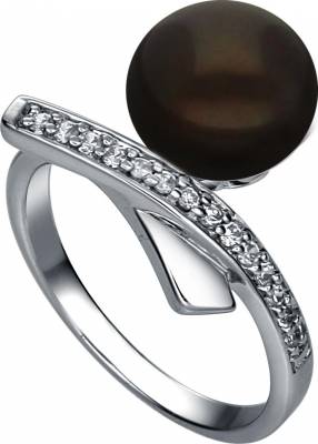 MOON Swain - prsten s pravou říční černou perlou RP000074