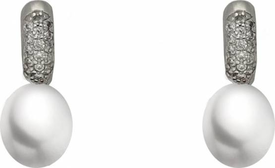 MOON Ahivia - náušnice s pravými říčními bílými perlami EP000007