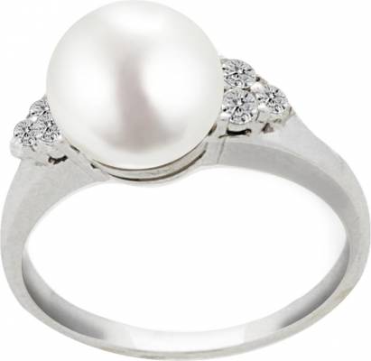 Moiss Gedeon - prsten s pravou říční bílou perlou 00366541
