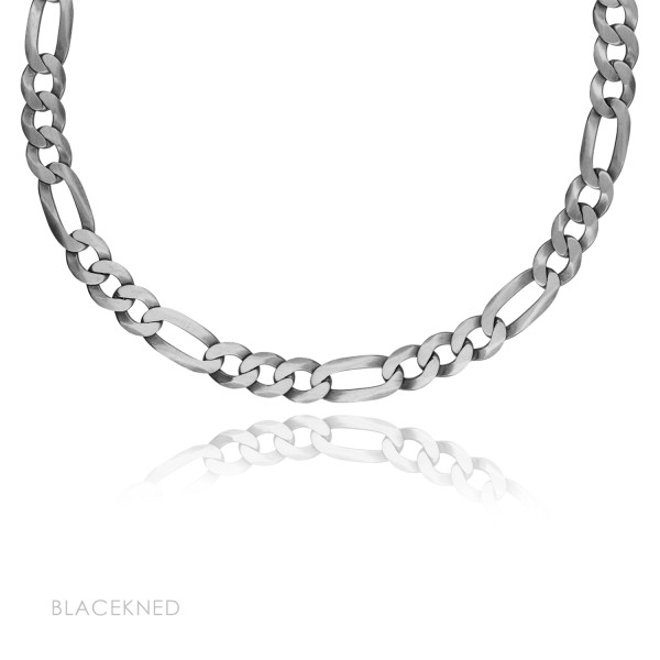 DIVERSE stříbrný řetízek FLAT FIGARO blackened