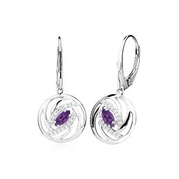 MOISS stříbrné náušnice AMETYST