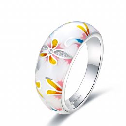 MOISS smaltový stříbrný prsten KVĚTINA