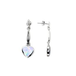 MOISS stříbrné náušnice OPÁL SRDCE