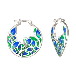 MOISS stříbrné náušnice LIST SMALT