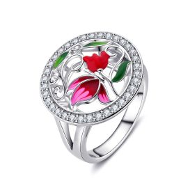 MOISS stříbrný prsten SMALT KVĚTINA