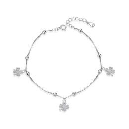 MOISS stříbrný náramek na nohu ČTYŘLÍSTEK