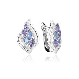 MOISS stříbrné náušnice AMETYST, TOPAZ