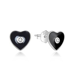 MOISS stříbrné náušnice SMALT SRDCE