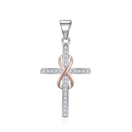 MOISS stříbrný přívěsek KŘÍŽ BICOLOR ROSE