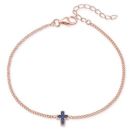 MOISS stříbrný řetízkový náramek KŘÍŽEK ROSE