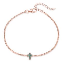 MOISS stříbrný řetízkový náramek KŘÍŽEK ROSE