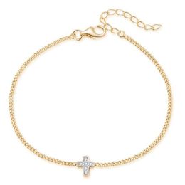 MOISS stříbrný řetízkový náramek KŘÍŽEK GOLD