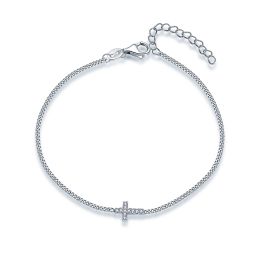 MOISS stříbrný řetízkový náramek KŘÍŽEK