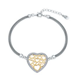 MOISS stříbrný náramek SRDCE BICOLOR