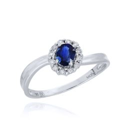 MOISS diamantový prsten z bílého zlata SAFÍR