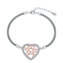 MOISS stříbrný náramek SRDCE BICOLOR