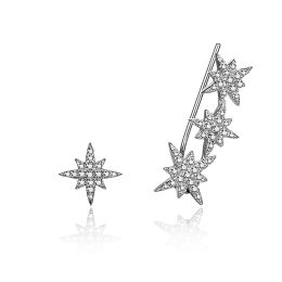 MOISS stříbrná náušnice + záušnice HVĚZDA
