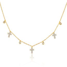 MOISS stříbrný náhrdelník KŘÍŽEK GOLD