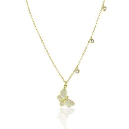 MOISS stříbrný náhrdelník MOTÝL GOLD