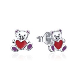 MOISS dětské stříbrné náušnice SMALT MEDVĚD