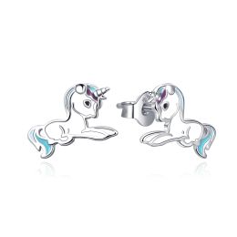 MOISS dětské stříbrné náušnice SMALT JEDNOROŽEC