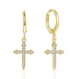MOISS stříbrné náušnice KŘÍŽEK GOLD