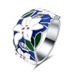 MOISS stříbrný prsten SMALT KVĚTINA