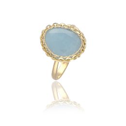 MOISS prsten ze žlutého zlata AKVAMARÍN