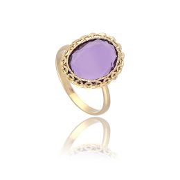 MOISS prsten ze žlutého zlata AMETYST