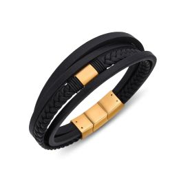 DIVERSE kožený náramek z oceli