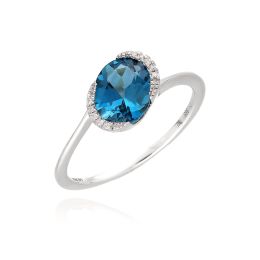 MOISS prsten z bílého zlata DIAMANT, TOPAZ