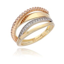 MOISS prsten ze žlutého zlata TRICOLOR