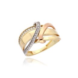 MOISS prsten ze žlutého zlata TRICOLOR