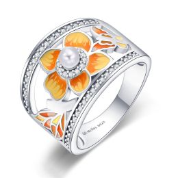 MOISS stříbrný prsten SMALT KVĚTINA