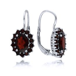 MOISS náušnice z bílého zlata GRANÁT