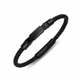 DIVERSE kožený náramek z oceli