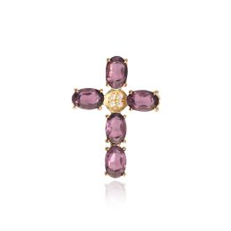 MOISS stříbrný přívěsek AMETYST KŘÍŽEK