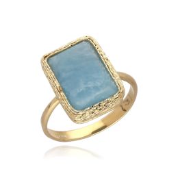 MOISS prsten ze žlutého zlata AKVAMARÍN