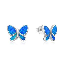 MOISS stříbrné náušnice MOTÝL OPÁL