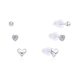 MOISS stříbrné náušnice SRDCE 4-6mm