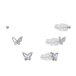 MOISS stříbrné náušnice MOTÝL 2-7mm
