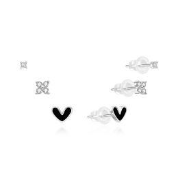 MOISS stříbrné náušnice SRDCE 2-7mm