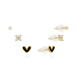 MOISS stříbrné náušnice SRDCE 2-7mm