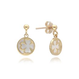 MOISS náušnice ze žlutého zlata ČTYŘLÍSTEK