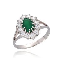 MOISS achátový prsten z bílého zlata