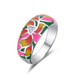 MOISS stříbrný prsten SMALT KVĚTINA