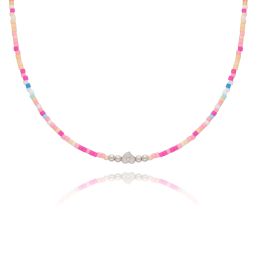 MOISS stříbrný korálkový náhrdelník SRDCE