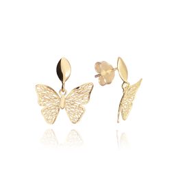MOISS náušnice ze žlutého zlata MOTÝL